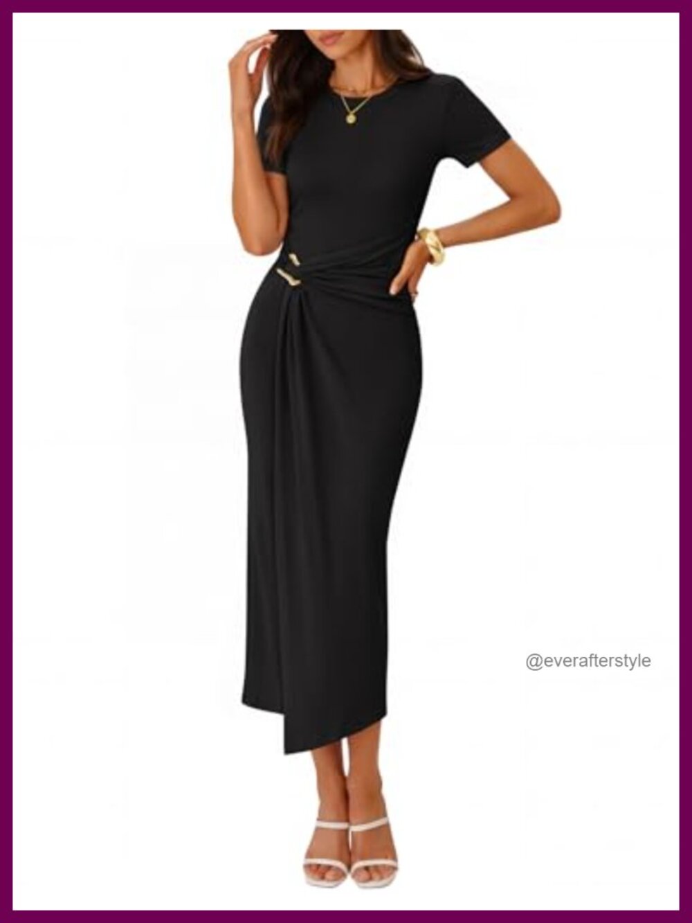 Women Summer Short Sleeve Wrap Cocktail Midi Dress Bodycon
